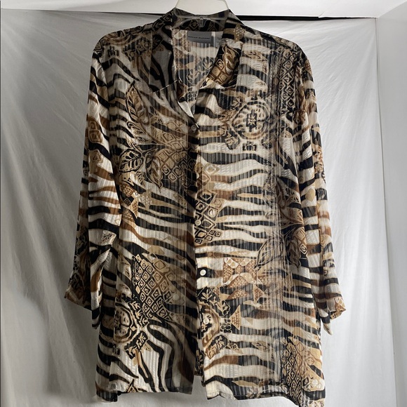 Brown,black,cream blouse - Picture 1 of 7